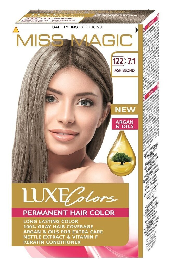 Püsiv juuksevärv Miss Magic Luxe Colors 7.1 Ash blond, 93 ml hind ja info | Juuksevärvid | kaup24.ee