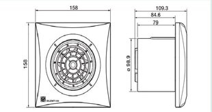 Vannitoa ventilaator Soler&Palau Silent-100 CRZ Silver reguleeritava taimeriga цена и информация | Вентиляторы для ванной | kaup24.ee