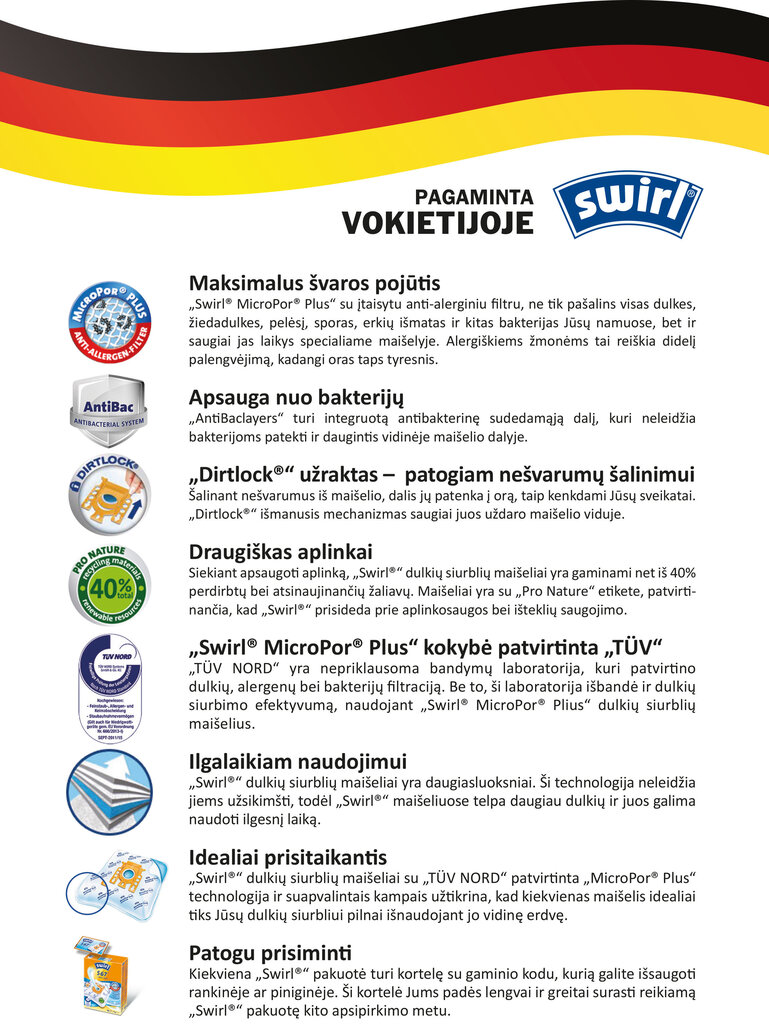 Tolmukott Swirl S70, 4 tk цена и информация | Tolmuimejate lisatarvikud | kaup24.ee