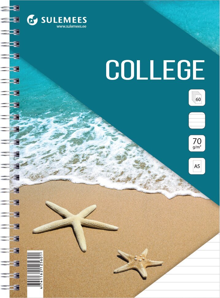 College A5, 60 lehte, jooneline – türkiis hind ja info | Vihikud, märkmikud ja paberikaubad | kaup24.ee