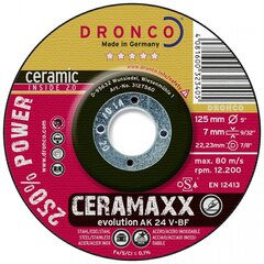 Шлифовальный диск DRONCO AK24V CeraMaxx T27 (125 x 7,0 x 22,23) цена и информация | Шлифовальные машины | kaup24.ee