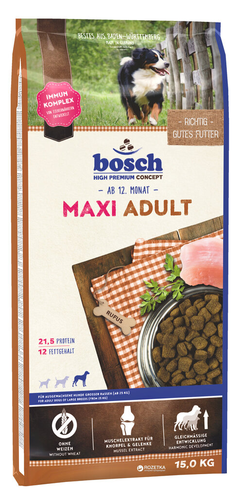 Bosch Maxi Adult (High Premium) 15 kg hind ja info | Kuivtoit koertele | kaup24.ee