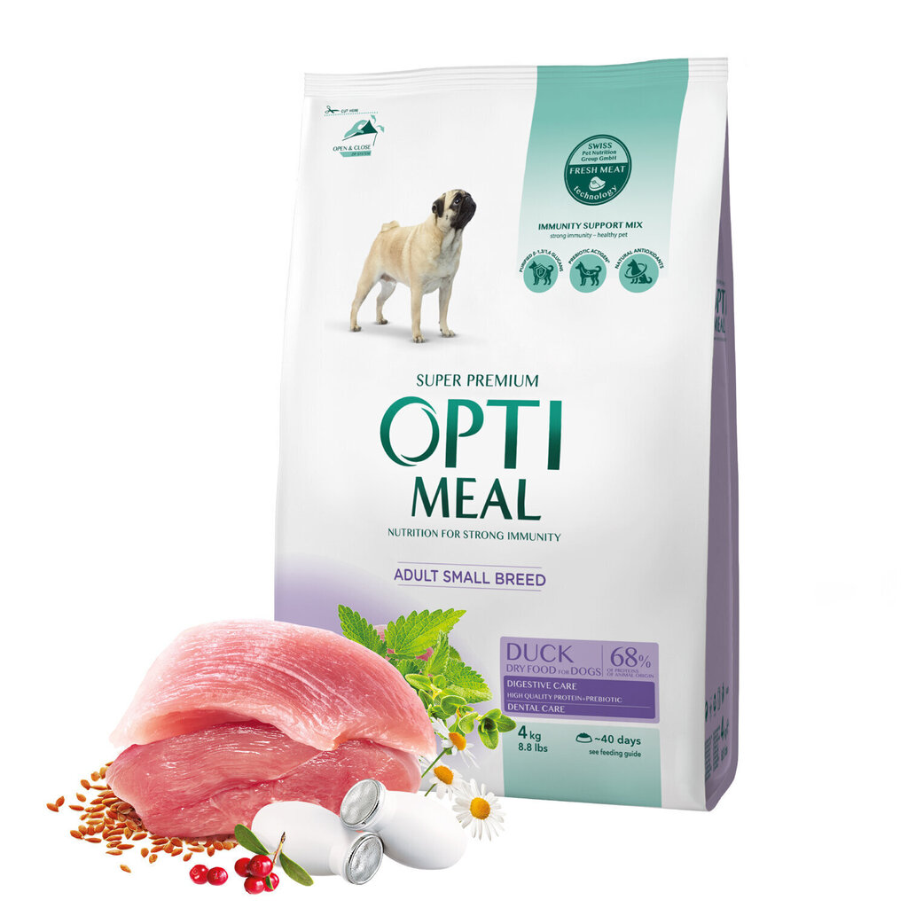 Optimeal Super Premium täisväärtuslik kuivtoit väikestest tõugudest koertele Small breeds pardilihaga, 4,0 kg цена и информация | Kuivtoit koertele | kaup24.ee