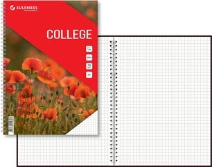 College A4, 60 lehte, 5x5 ruut – punane hind ja info | Vihikud, märkmikud ja paberikaubad | kaup24.ee