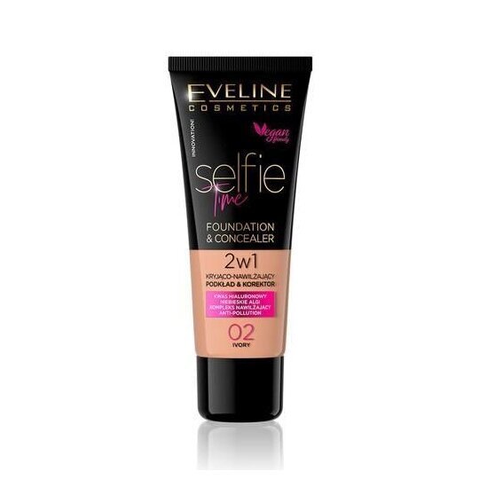 Jumestuskreem Eveline Selfie Time 2w1, 02 Ivory, 30 ml цена и информация | Jumestuskreemid, puudrid | kaup24.ee