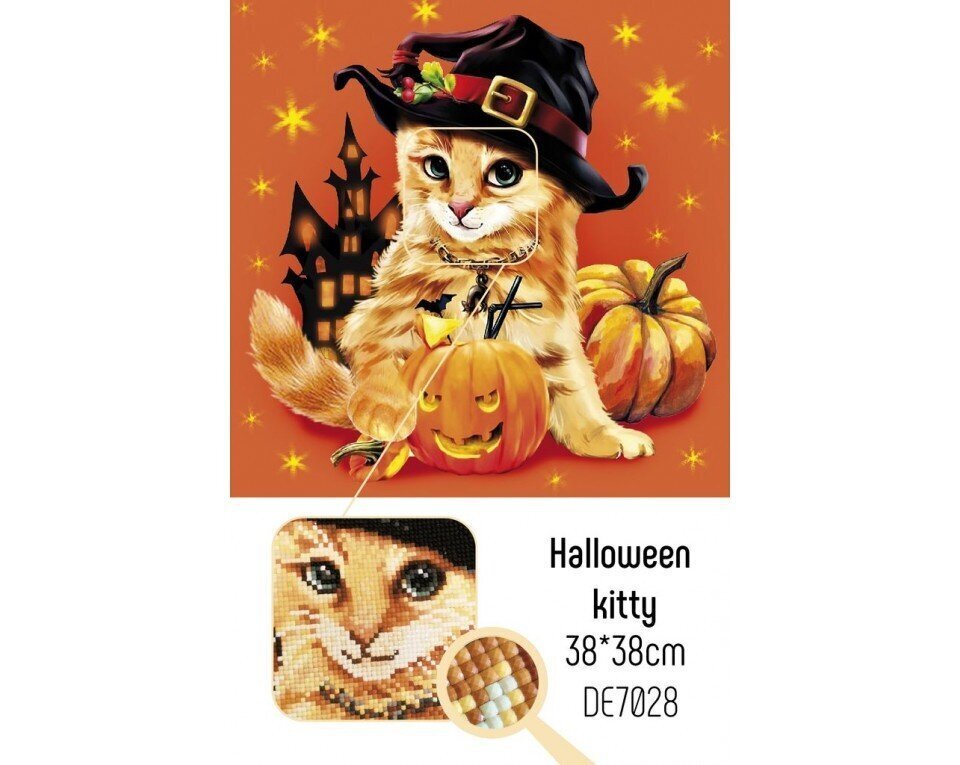 Pildid straazidega teemantmosaiiktehnikas "Halloween kiisu" Collection D'Art 38x38cm цена и информация | Teemantmaalid, teemanttikandid | kaup24.ee