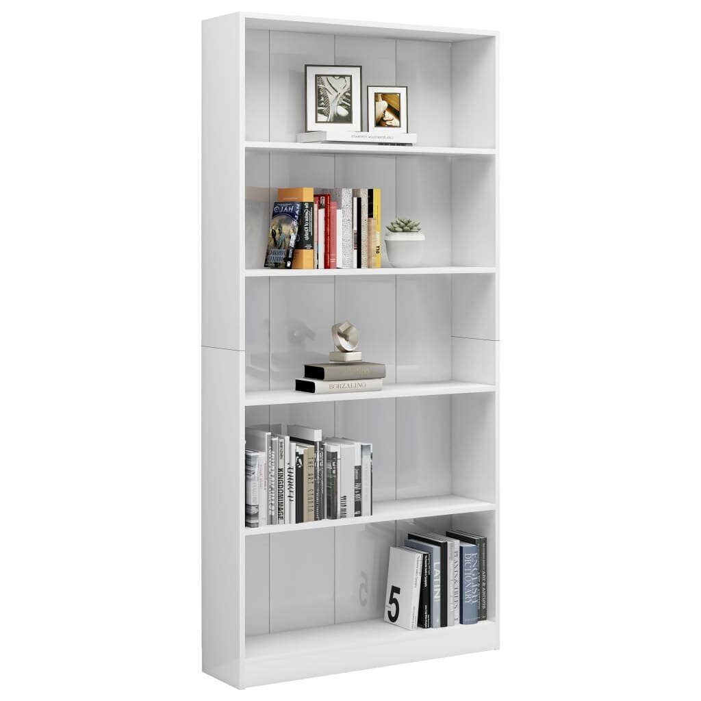 vidaXL 5-korruseline raamaturiiul valge 80x24x175 cm, puitlaastplaat цена и информация | Riiulid | kaup24.ee