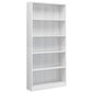 vidaXL 5-korruseline raamaturiiul valge 80x24x175 cm, puitlaastplaat цена и информация | Riiulid | kaup24.ee