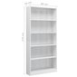 vidaXL 5-korruseline raamaturiiul valge 80x24x175 cm, puitlaastplaat hind ja info | Riiulid | kaup24.ee