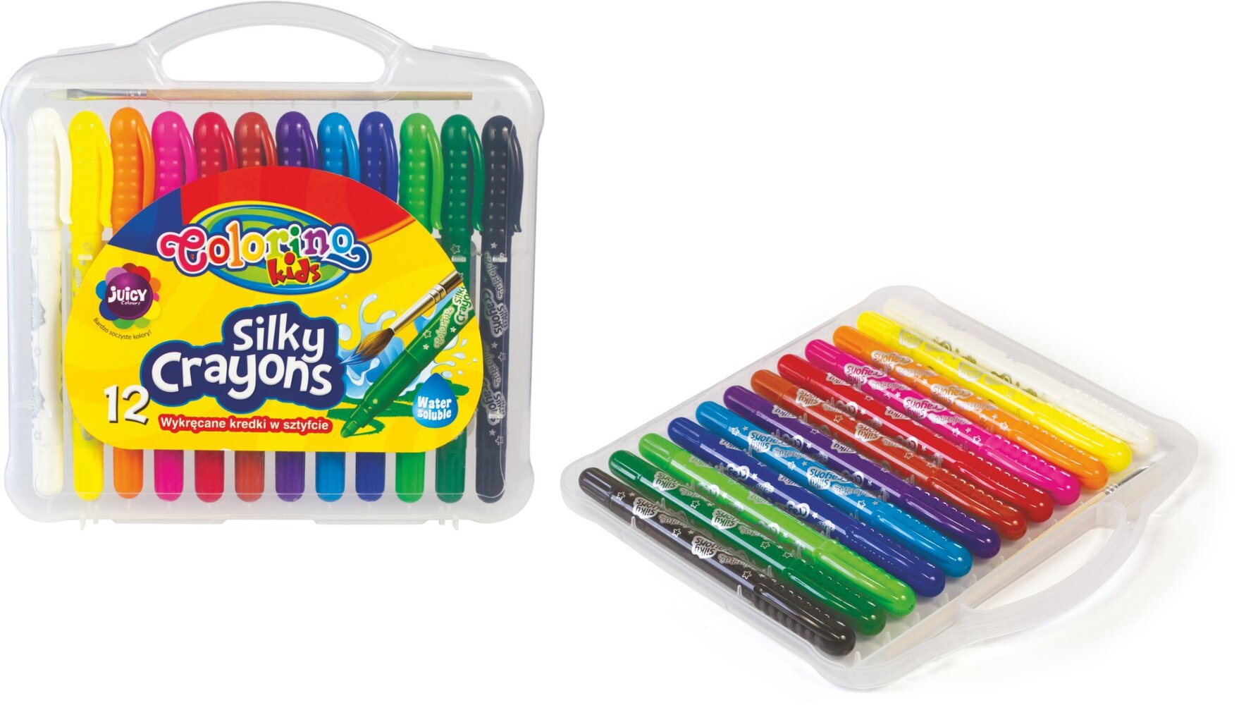 Vees lahustuvad viltpliiatsid Colorino Silky Crayons, 12 värvi hind ja info | Kunstitarbed, voolimise tarvikud | kaup24.ee