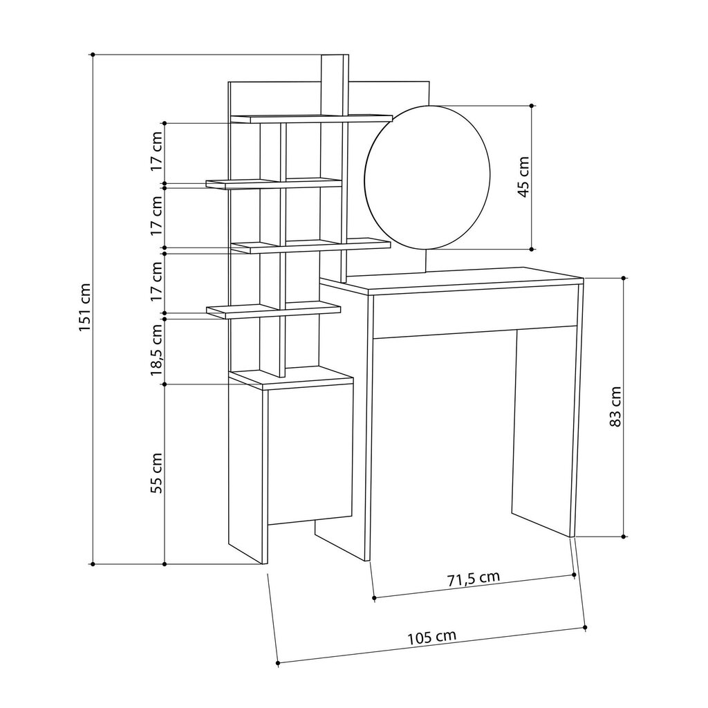 Tualettlaud Kalune Design 4303, valge/pruun hind ja info | Tualettlauad | kaup24.ee