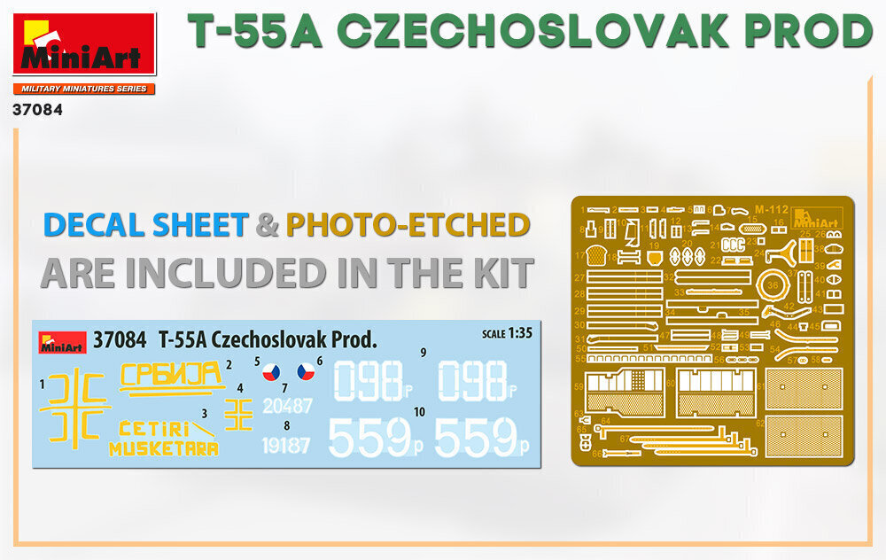 Liimmudel MiniArt 37084 T-55A Tšehhoslovakkia toodang 1/35 hind ja info | Liimitavad mudelid | kaup24.ee