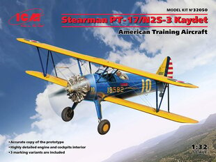 Kleepuv mudel ICM 32050 Stearman PT-17/N2S-3 Kaydet 1/32 hind ja info | Liimitavad mudelid | kaup24.ee