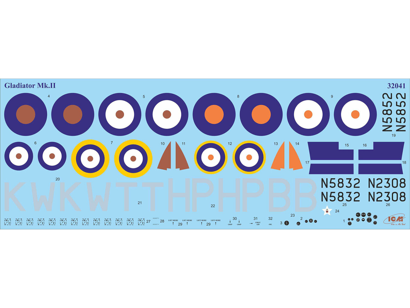 Liimmudel ICM 32041 Gloster Gladiator MK.II 1/32 hind ja info | Liimitavad mudelid | kaup24.ee