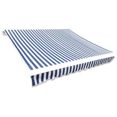 vidaXL varikatuse riie, sinine ja valge, 350 x 250 cm hind ja info | Päikesevarjud, markiisid ja alused | kaup24.ee