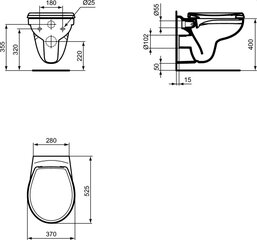 Seinale paigaldatav WC-pott Ideal Standard WC EUROVIT Rimless K881001 / W303001 aeglaselt sulguva kaanega hind ja info | WС-potid | kaup24.ee