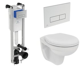 Seinale paigaldatav WC-poti komplekt Ideal Standard WC EUROVIT Rimless aeglaselt sulguva kaanega цена и информация | Унитазы | kaup24.ee