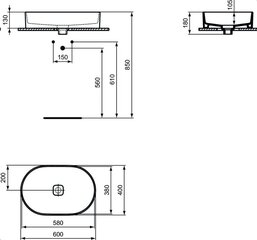 Ovaalne valamu töötasapinnale Ideal Standard Strada II T298101, valge цена и информация | Раковины | kaup24.ee