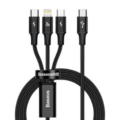 Kaabel Baseus Rapid 3in1 USB Type C - USB Type C / Lightning / micro USB, 20 W 1,5 m (CAMLT-SC01) hind ja info | Mobiiltelefonide kaablid | kaup24.ee