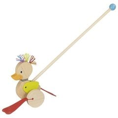 Деревянная игрушка - толкалка Утенок с куделем для детей 18+ месяцев цена и информация | Игрушки для малышей | kaup24.ee