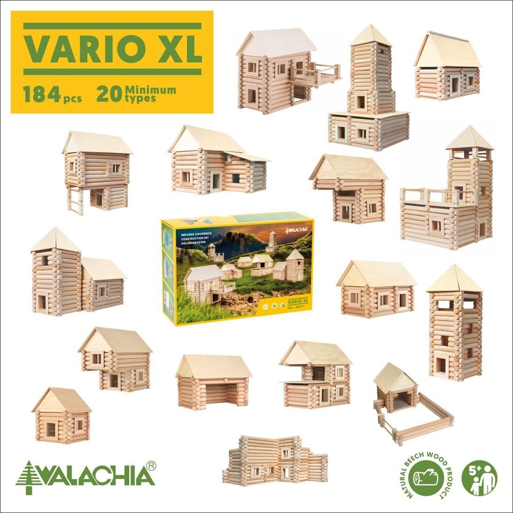Puitkonstruktsioonide komplekt Walachia Vario XL, 184 tk. hind ja info | Klotsid ja konstruktorid | kaup24.ee