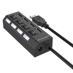 RoGer USB Hub - Splitter 4 x USB 2.0 with Separate On / Off Buttons Black hind ja info | RoGer Arvutite lisaseadmed | kaup24.ee