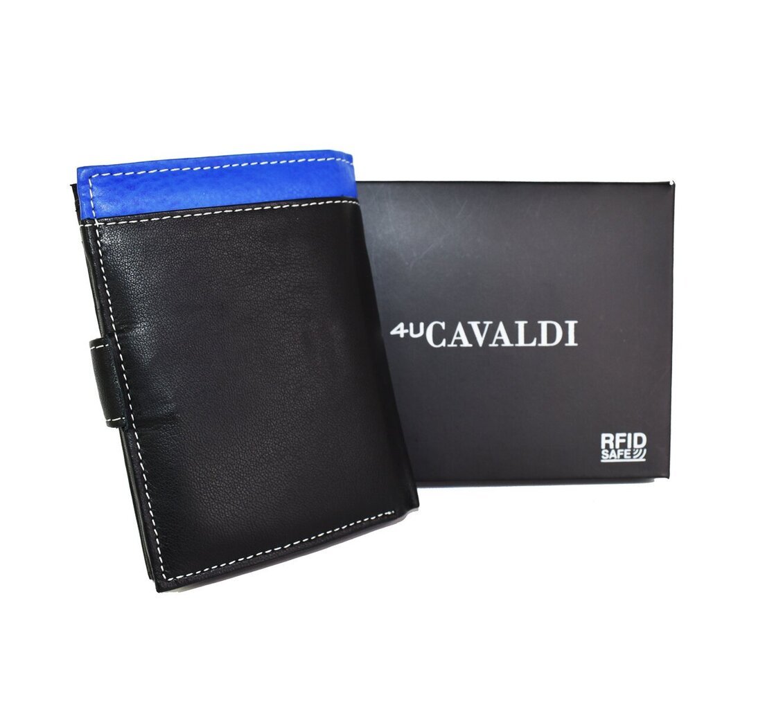Meeste naturaalsest nahast rahakott Cavaldi, must/sinine hind ja info | Meeste rahakotid | kaup24.ee