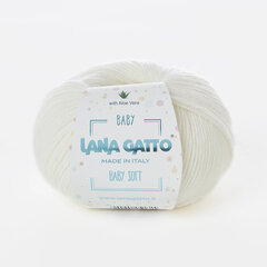 Lõng, 50g LANA GATTO Baby Soft. Värv-10001 hind ja info | Kudumistarvikud | kaup24.ee