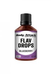 Подсластительные капли Body Attack Flav Drops со вкусом черники, 50 мл цена и информация | Кулинарные добавки | kaup24.ee