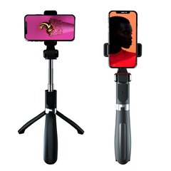 XO SS08 Selfie Stick 2in1 штатив телескопическая подставка с Bluetooth пульт дистанционного управления / черный цена и информация | Моноподы для селфи («Selfie sticks») | kaup24.ee