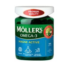 Maisto papildas Moller's Omega-3 Magne Active, 100 kaps. hind ja info | Vitamiinid, toidulisandid, immuunsuse preparaadid | kaup24.ee