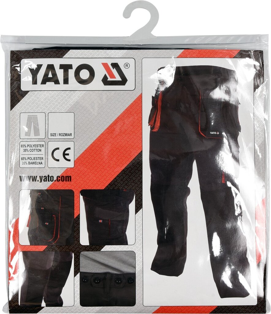 Tööpüksid must/punane, Yato hind ja info | Tööriided | kaup24.ee