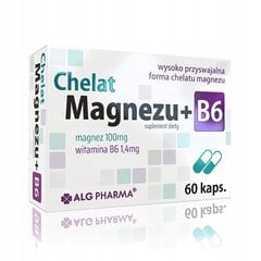 Magneesiumkelaat + B6-Vitamiin Kapslid N60 - Alg Pharma (Chelat magnezu) hind ja info | Vitamiinid, toidulisandid, preparaadid tervise heaoluks | kaup24.ee