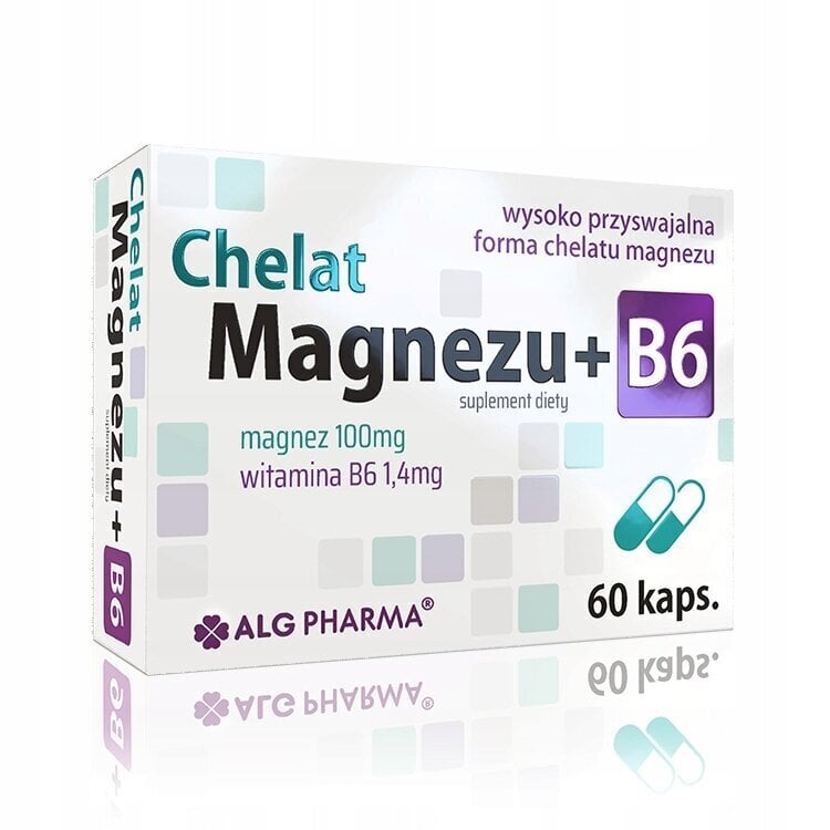 Magneesiumkelaat + B6-Vitamiin Kapslid N60 - Alg Pharma (Chelat magnezu) цена и информация | Vitamiinid, toidulisandid, preparaadid tervise heaoluks | kaup24.ee