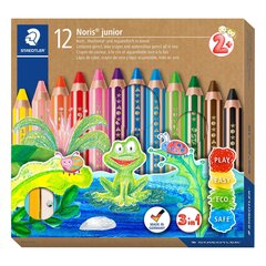 Värvilised pliiatsid STAEDTLER Junior 140, teritajaga, 12 värvi hind ja info | Kunstitarbed, voolimise tarvikud | kaup24.ee