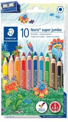 Värvilised pliiatsid STAEDTLER Super jumbo 129, teritajaga, 12 värvi цена и информация | Принадлежности для рисования, лепки | kaup24.ee