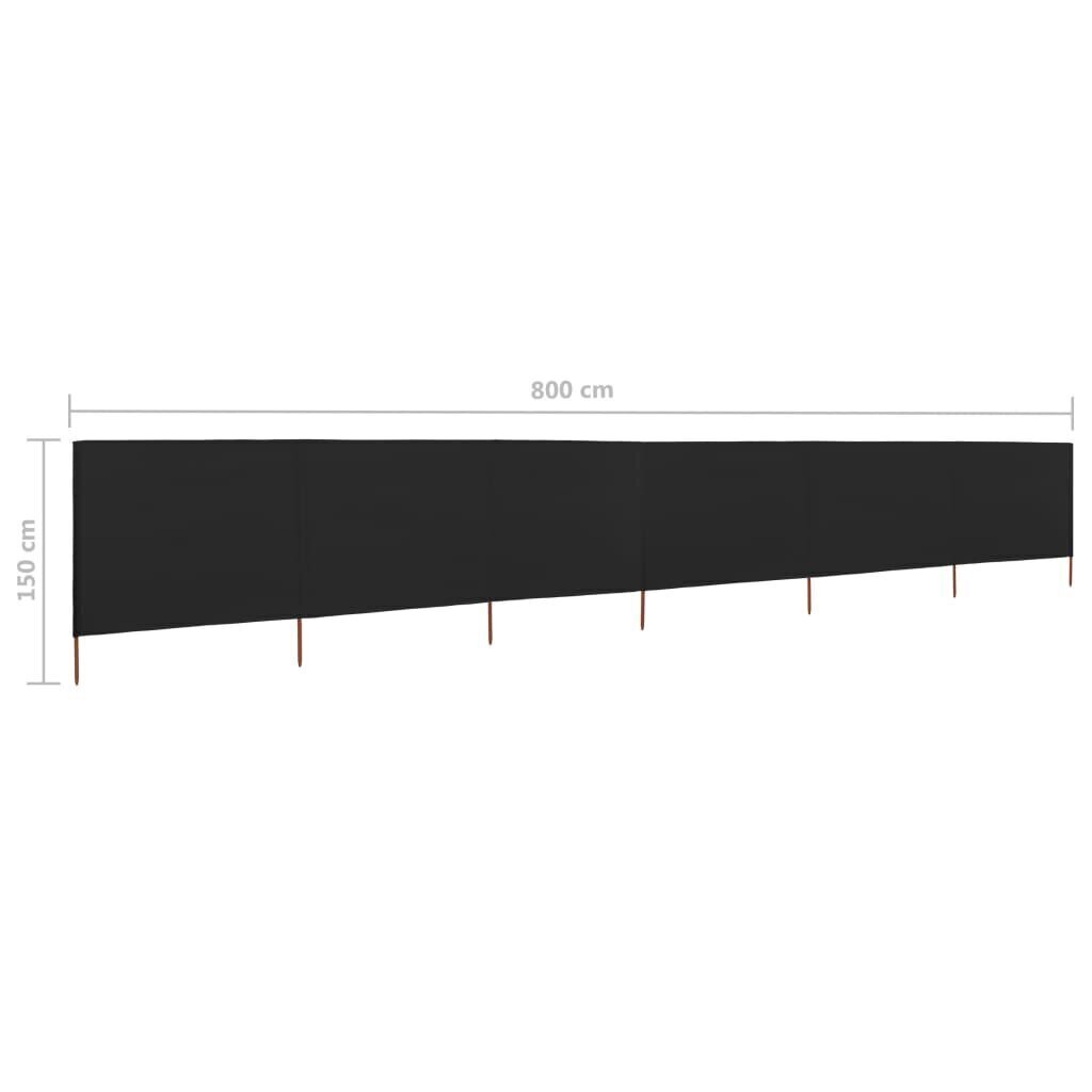 vidaXL tuulekaitse sein 6 paneelist, kangas 800 x 120 cm must hind ja info | Päikesevarjud, markiisid ja alused | kaup24.ee