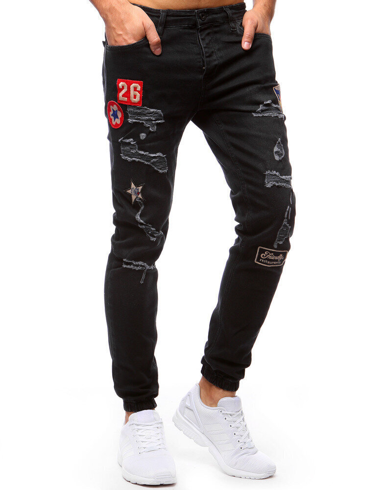 Meeste jogger püksid must teksa "Gizol" hind ja info | Meeste püksid | kaup24.ee