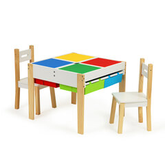 Lastele mõeldud puitmööbel, laud + 2 tooli hind ja info | Laste lauad ja toolid | kaup24.ee