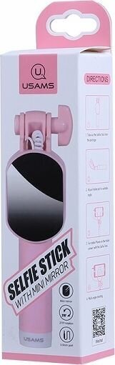 Selfie stick Usams Mini Mirror, 3,5mm, pink hind ja info | Selfie sticks | kaup24.ee