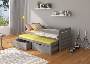 Lastevoodi ADRK Furniture Tomi 200x90 küljekaitsega, hall цена и информация | Детские кровати | kaup24.ee