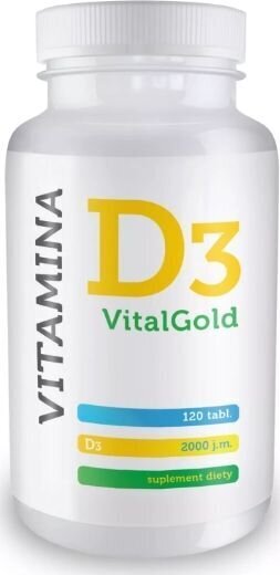 VITALGOLD D3-VITAMIIN TABLETID 50µg (2000 j.m.) N120 цена и информация | Vitamiinid, toidulisandid, preparaadid tervise heaoluks | kaup24.ee
