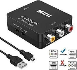 RoGer Адаптер для Преобразования сигнала RCA  на HDMI (+ Аудио) черный цена и информация | Адаптер Aten Video Splitter 2 port 450MHz | kaup24.ee