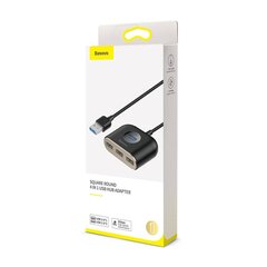 USB адаптер зарядки Baseus Square round 4 in 1 (USB3.0 TO USB3.0*1+USB2.0*3) 1m черный CAHUB-AY01 цена и информация | Адаптеры и USB-hub | kaup24.ee