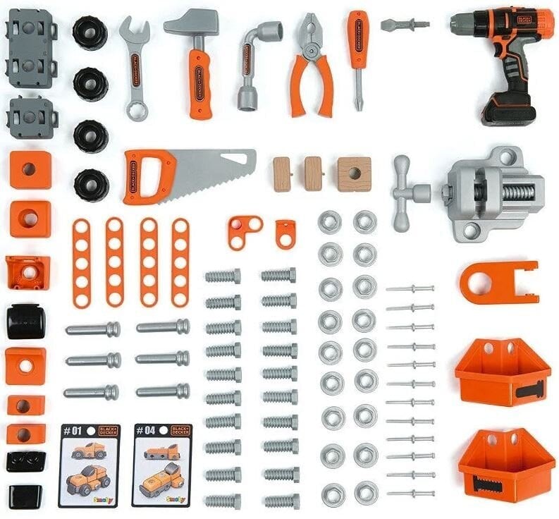 Tööriistadega laud Smoby Black & Decker, 90 osa цена и информация | Poiste mänguasjad | kaup24.ee