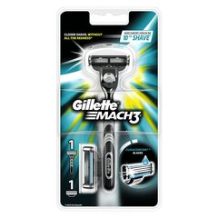 Raseerija Gillette Mach 3 + vahetatavad raseerimispead 2 tk. цена и информация | Косметика и средства для бритья | kaup24.ee