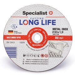 Metallilõikeketas LongLife 230x1,9x22 hind ja info | Käsitööriistad | kaup24.ee