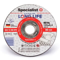 Metallilihvimise ketas Specialist+ LongLife, 125x6,4x22 hind ja info | Käsitööriistad | kaup24.ee