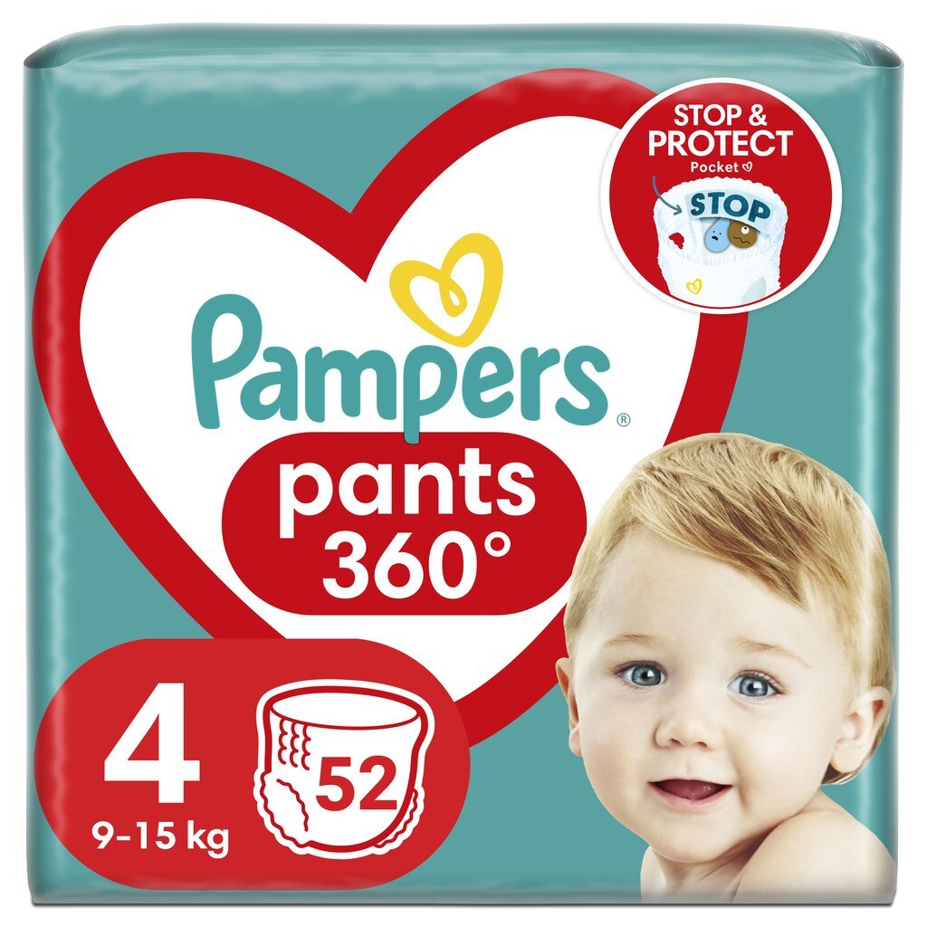 Püksmähkmed Pampers Pants, suurus 4, 52 tk, 9-15kg hind ja info | Mähkmed | kaup24.ee