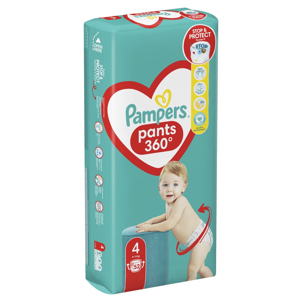 Püksmähkmed Pampers Pants, suurus 4, 52 tk, 9-15kg hind ja info | Mähkmed | kaup24.ee